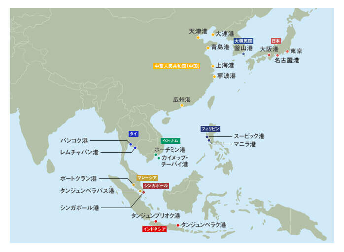 アジア各国の港　流通