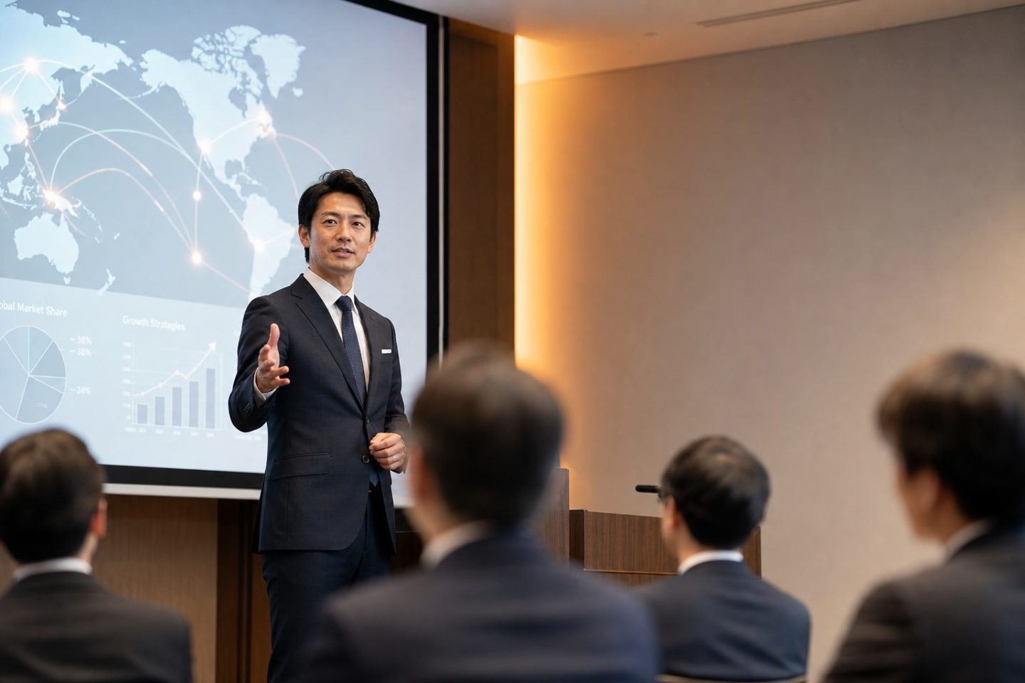 海外事業をテーマに講義する様子