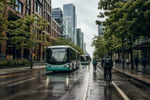 雨上がりの都市モビリティ風景