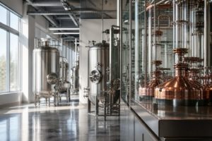 銅の反射がある発酵タンク施設